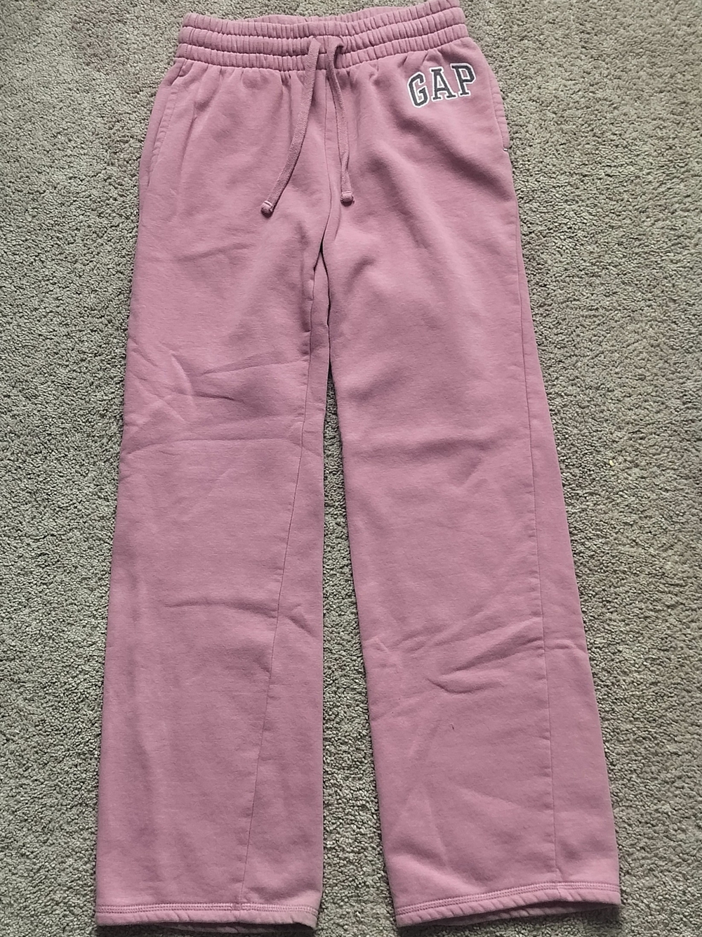 Gap Logo Fleece Sweatpants Women's XS Mauve Pink Drawstring Wide Leg